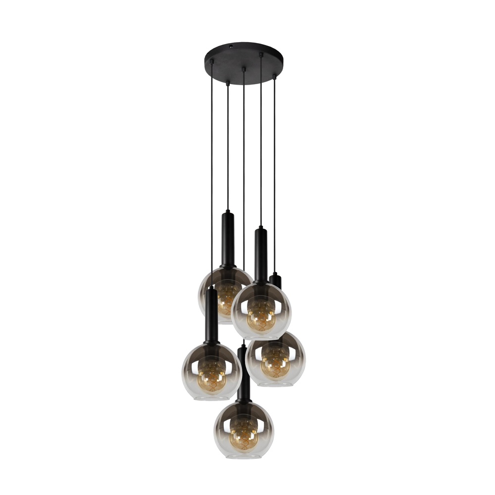 Lucide HanglampMarius 5-lichts zwart - 45402/15/30